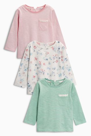 Floral Mix Long Sleeve Tops Three Pack (3mths-6yrs)